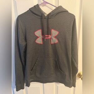 Under Armour Charcoal Hoodie with Pink Emblem